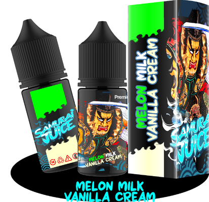Ramurai Juice MELON MILK	VANILLA CREAM Flavor 20mg 30mg 50mg nicotine Salt E-Liquid Vape Juice by VAPOREVER